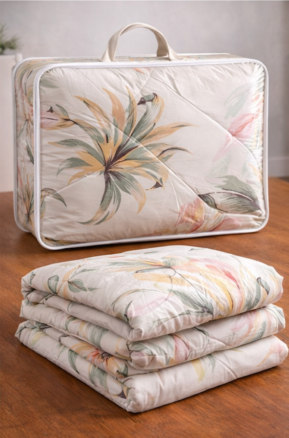 Aarniva Breathable Polyester Comforter Set | King/Queen | 250 GSM | Ultra-Soft & Cozy | Floral Leaves Design | Includes 2 Pillow Covers