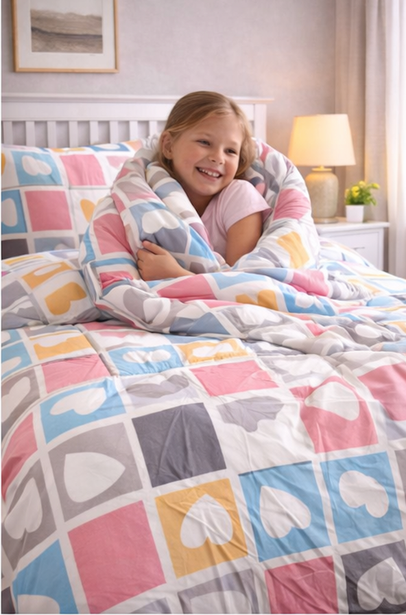 Aarniva Breathable Polyester Comforter Set | King/Queen | 250 GSM | Ultra-Soft & Cozy | Heart Design | Includes 2 Pillow Covers