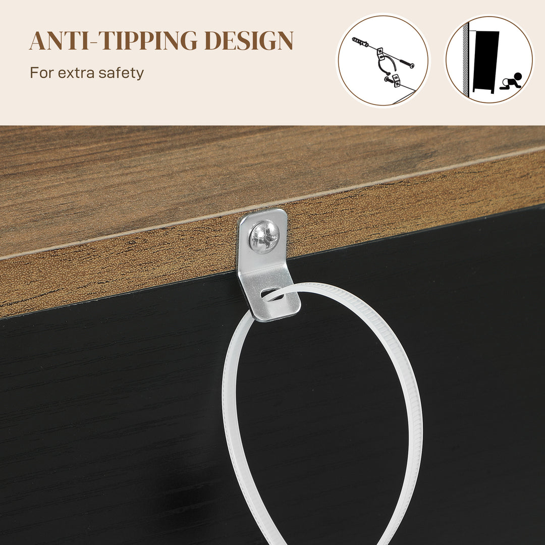 HOMCOM Sideboard, Buffet Cabinet with 4 Barn Doors and 3 Drawers, Coffee Bar Cabinet with Adjustable Shelves, Black