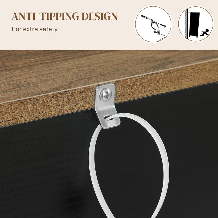 HOMCOM Sideboard, Buffet Cabinet with 4 Barn Doors and 3 Drawers, Coffee Bar Cabinet with Adjustable Shelves, Black