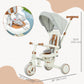 Qaba 7 in 1 Toddler Tricycle with Safety Harness, Adjustable & Removable Parent Handle, Canopy, Storage Bag, Brake, Pink