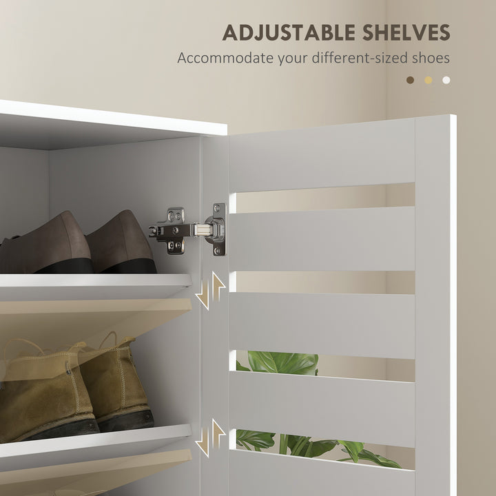 HOMCOM Shoe Storage Cabinet, Shoe Cabinet with 2 Slatted Doors for 15 Pairs of Shoes, Black