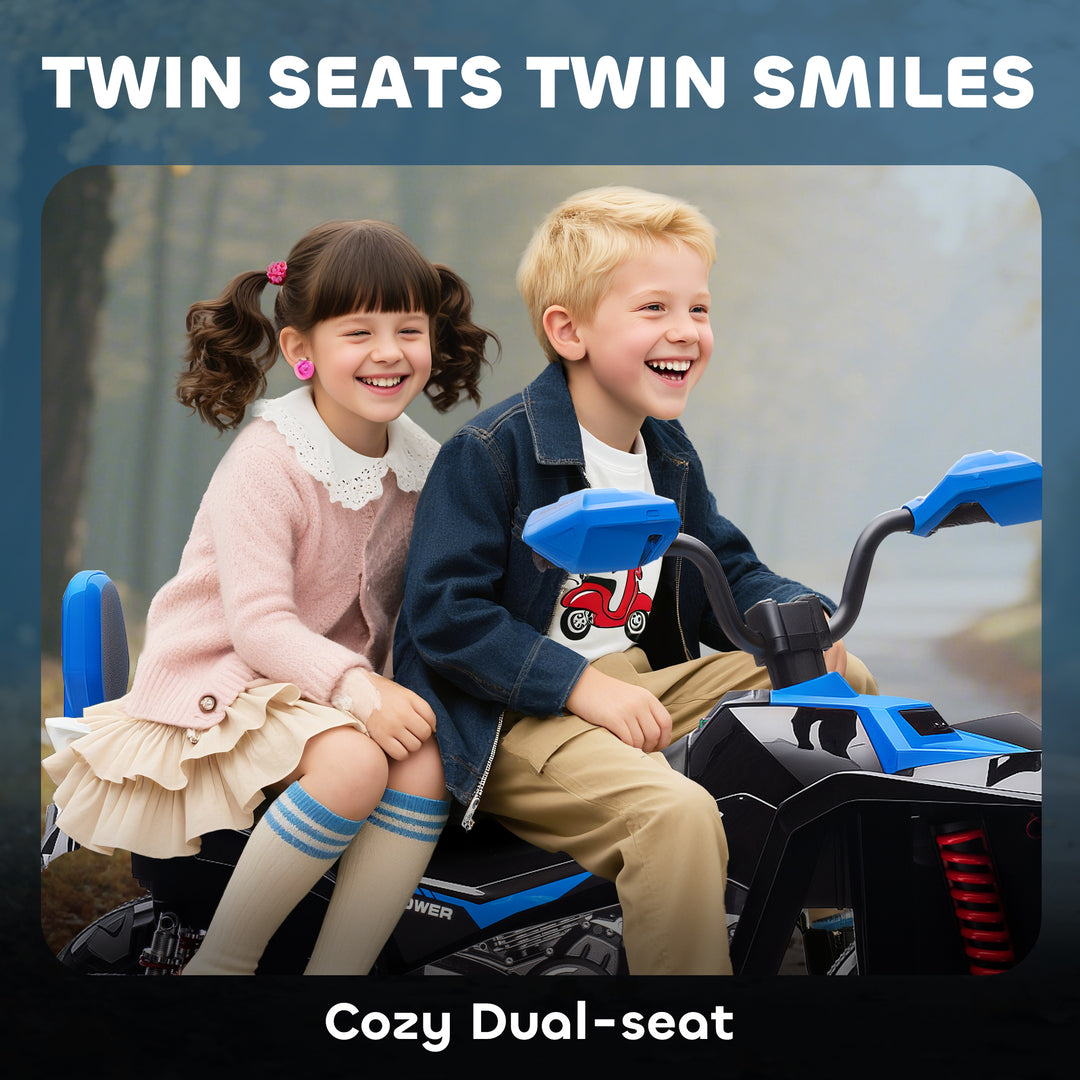 Qaba 2-Seater All-Terrain 4 Wheeler, 24V Kids ATV Ride-On, Electric Quad Car with Dual Motor, for Boys and Girls, Pink