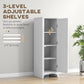 HOMCOM 48" Kitchen Pantry Storage Cabinet, Single Door Kitchen Cabinet with 4 Tier Shelving and Adjustable Shelves, White