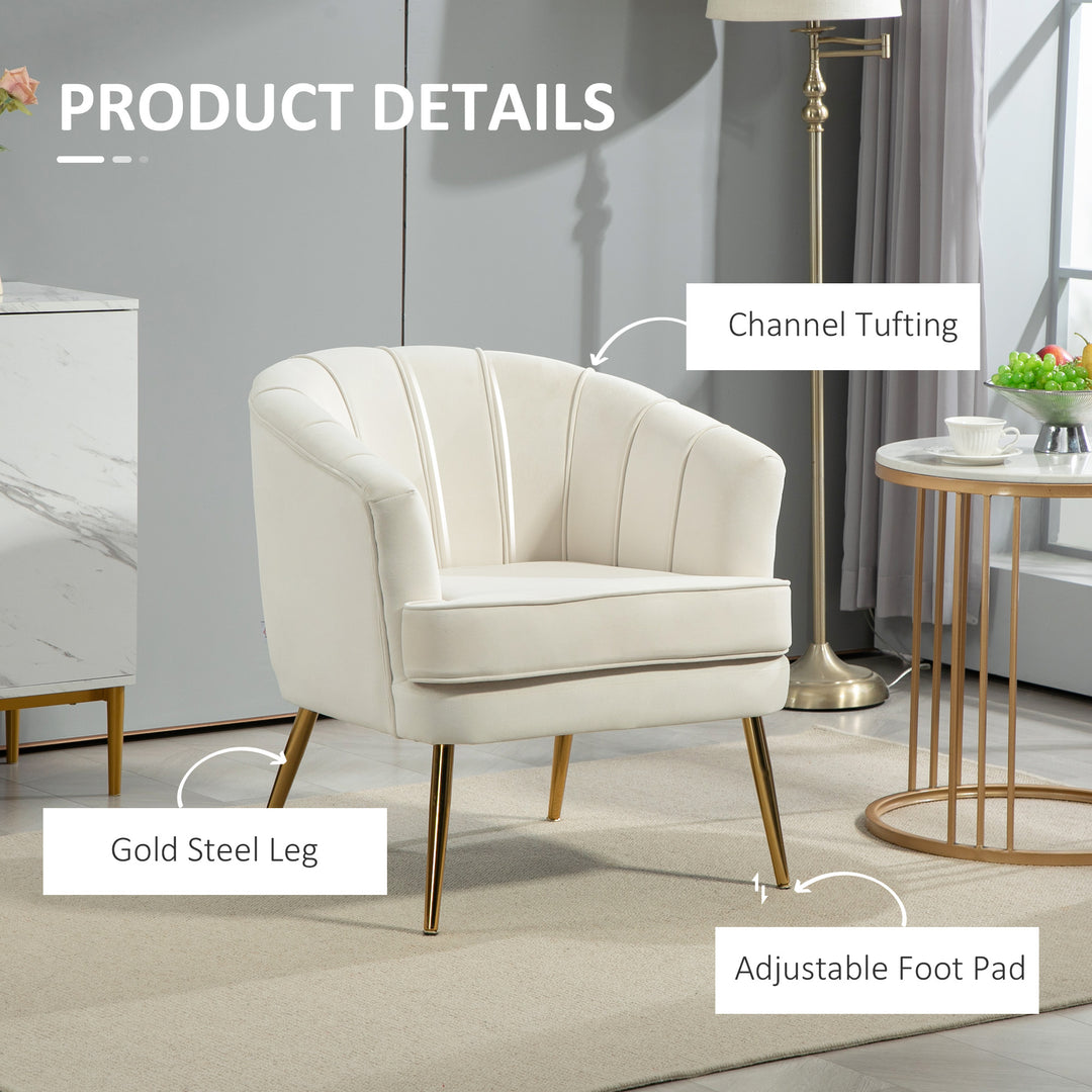 HOMCOM Fabric Armchair, Modern Accent Chair with Gold Metal Legs for Living Room, Bedroom, Home Office, Grey