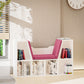 HOMCOM 6-Cubby Bookcase with Seat Cushion, Cube Storage Shelf with Reading Nook for Home Office, Study, Pink