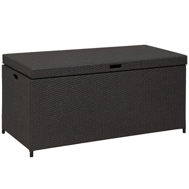 Outsunny Outdoor Storage Box with 118 Gallon Storage, Plastic Top Lid, Handles for Cushions, Pool Essentials, Garden Tools, Grey