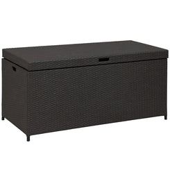 Outsunny Outdoor Storage Box with 118 Gallon Storage, Plastic Top Lid, Handles for Cushions, Pool Essentials, Garden Tools, Grey