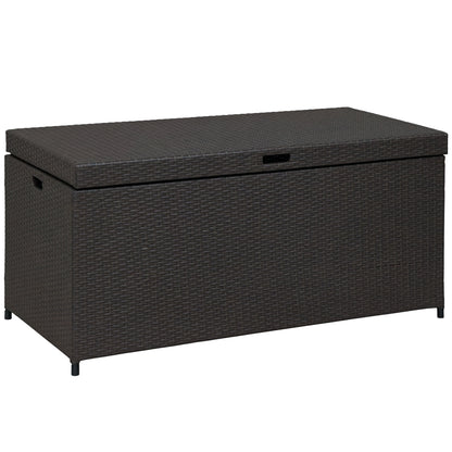 Outsunny Outdoor Storage Box with 118 Gallon Storage, Plastic Top Lid, Handles for Cushions, Pool Essentials, Garden Tools, Grey
