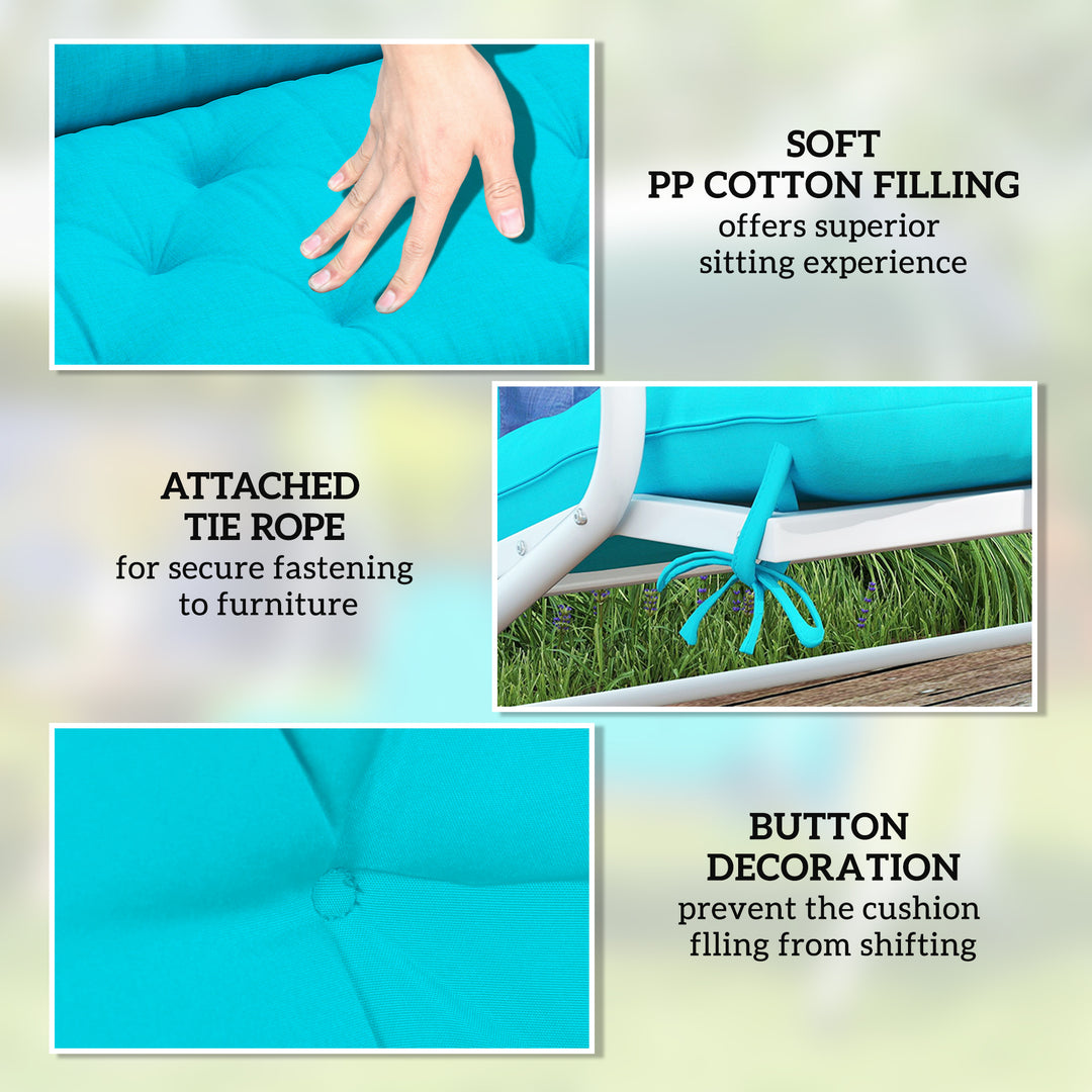 Outsunny 2 Seater Garden Bench Cushion, Soft Thick Outdoor Non-Slip 2 Seater Soft Pad With Backrest for Garden Patio, 52" x 43" x 4", Dark Grey