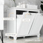 HOMCOM Tilt-Out Laundry Storage Cabinet, Bathroom Storage Organizer with Two-Compartment Tilt Out Hamper, White