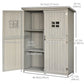 Outsunny 4x1.5ft Wooden Garden Storage Shed, Outdoor Tool Cabinet Organizer with Windows and Double Door, Grey