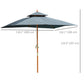 Outsunny 10x10ft Garden Market Parasol Wood Square Patio Umbrella Sunshade Canopy with 2 Pulley Pagoda Style Dark Grey