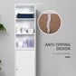 kleankin Tall Bathroom Storage Cabinet, Freestanding Tower Cabinet with Adjustable Shelf, 3 Open Shelves, White