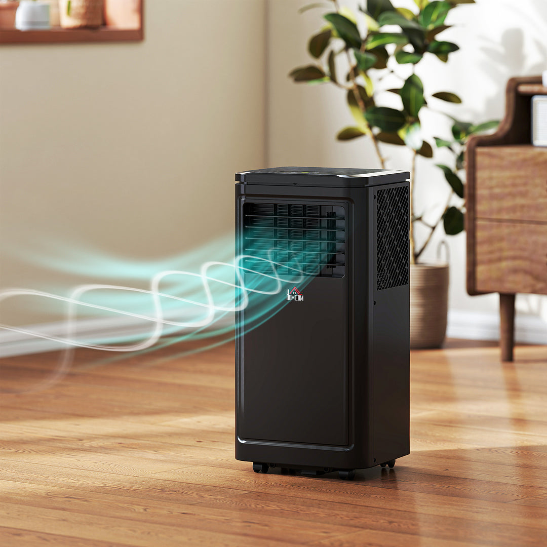HOMCOM 8000 BTU Portable Air Conditioner with Cooling, Dehumidifier, Remote Control, 24-Hour Timer, Window Mount Kit, Black
