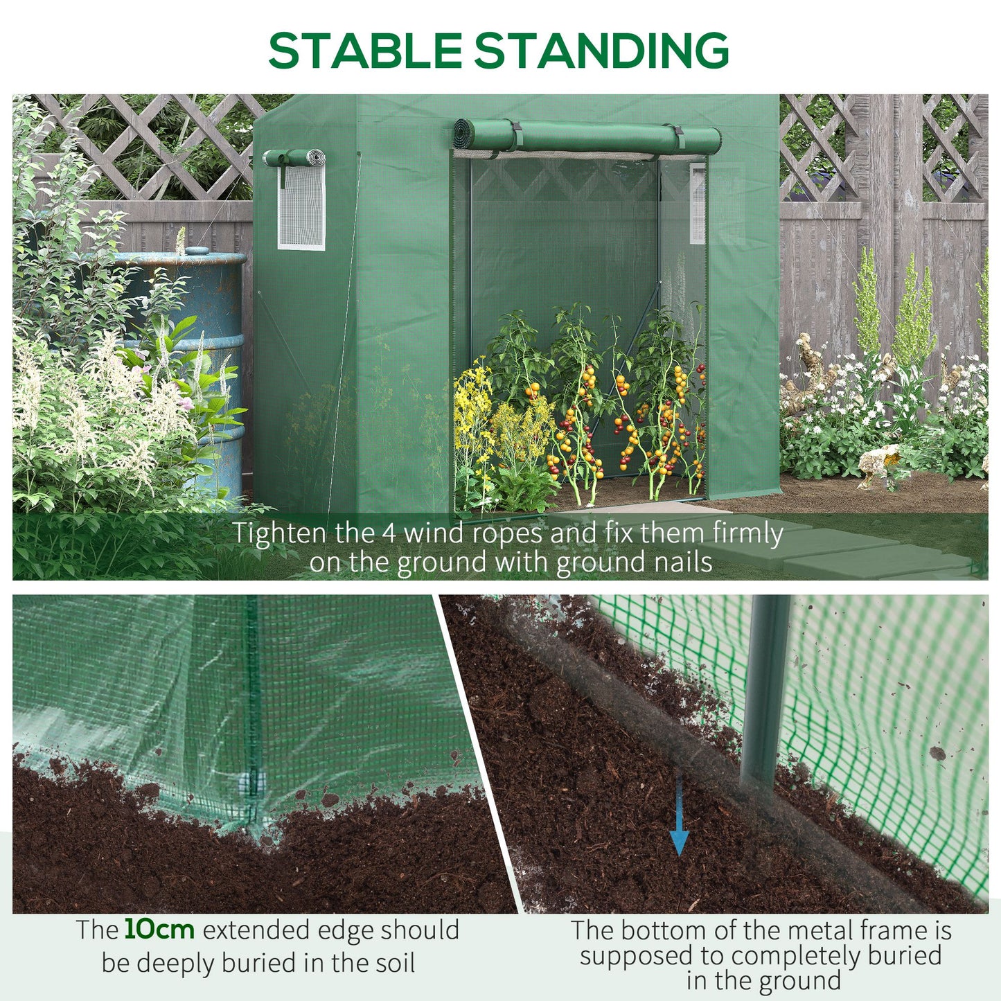 Outsunny 6.6' x 2.5' x 5.5' Patio Hot House, Walk-in Garden Greenhouse with Steel Frame, Door, Window for Balcony, Patio, Green