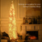 HOMCOM 7' Pre Lit Artificial Pencil Christmas Trees, Xmas Tree with Realistic Branches and Warm White LED Lights, Pink