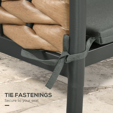 Outsunny 6-Piece Seat Cushion Pillows Replacement, Patio Chair Cushions Set with Ties for Indoor Outdoor, Charcoal Grey