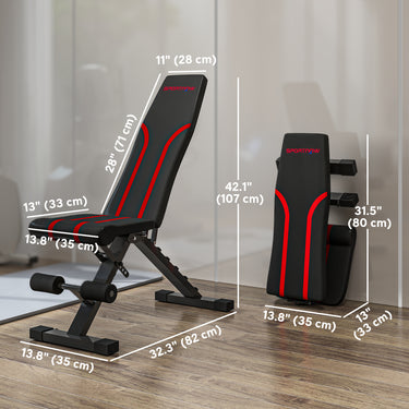 Soozier Adjustable Weight Bench, Foldable Workout Bench with Multi-Angle Seat and Back, Flat or Incline Bench for Home Gym