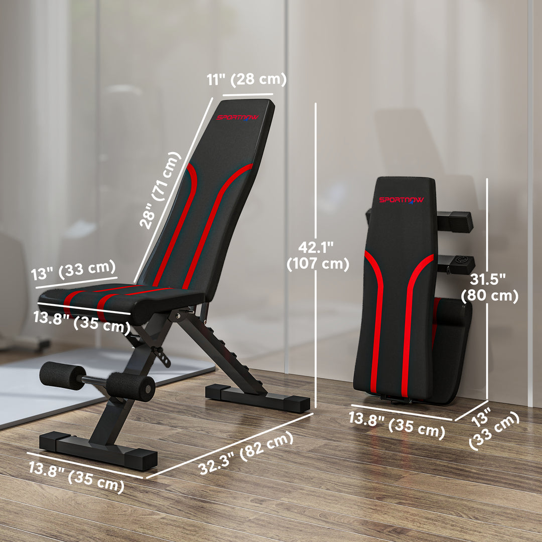 Soozier Adjustable Weight Bench, Foldable Workout Bench with Multi-Angle Seat and Back, Flat or Incline Bench for Home Gym
