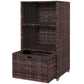 Outsunny Outdoor Storage Cabinet, Patio Storage Box Rack Rattan Wicker Pool Towel Valet Organizer Poolside Garden Lawn Bathroom Furniture Shelf w/ Shelf Drawer, Dark Brown