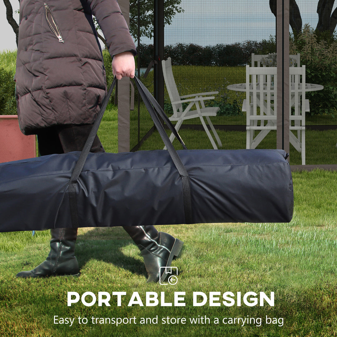 Outsunny 11' x 11' Pop Up Canopy 2-Tier Soft Top Shelter Event Tent w/ Netting Carry Bag for Patio Backyard Garden, Grey