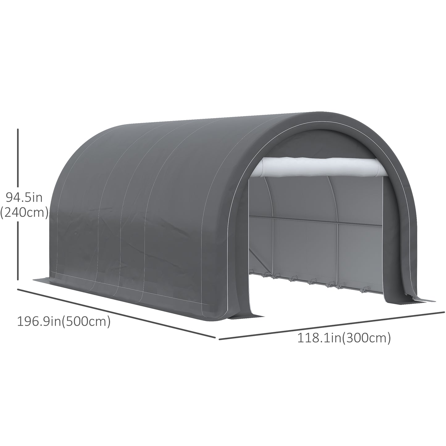 Outsunny 10' x 16' Heavy Duty Portable Carport Tent with Zippered Door, PE Cover for Car, Boat, Motorcycle, Bike, White
