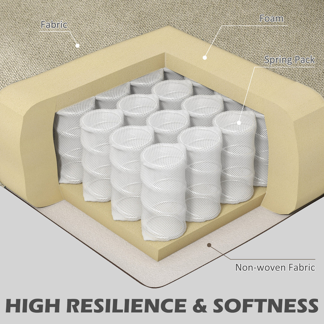 HOMCOM Fabric Armchair, Modern Accent Chair with Wood Legs for Living Room, Bedroom, Home Office, Beige