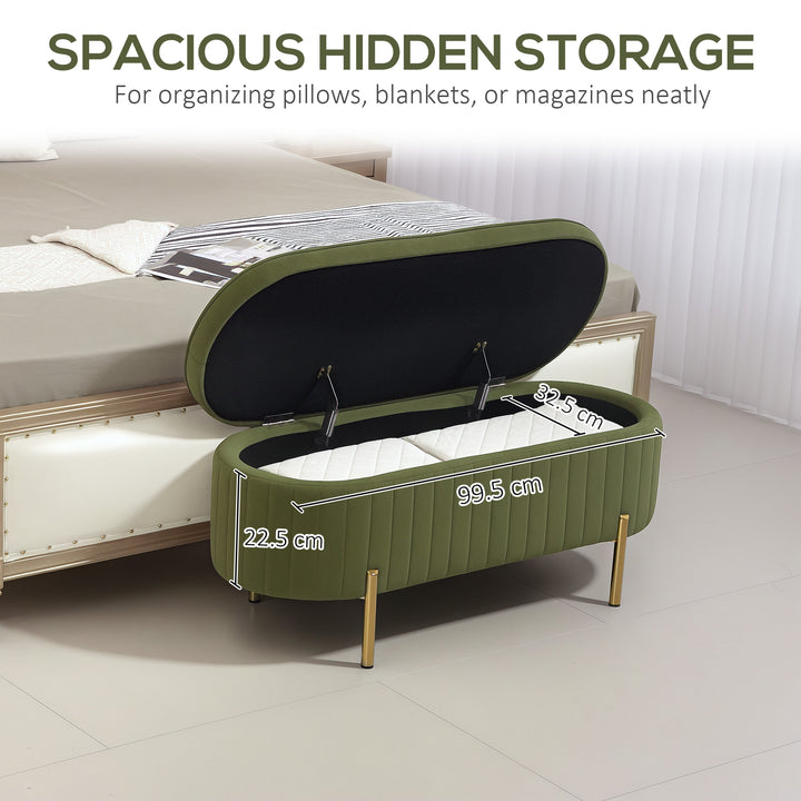 HOMCOM Upholstered Bedroom Bench, Channel Tufted Ottoman Bench with Thick Padding and Metal Legs, Cream White