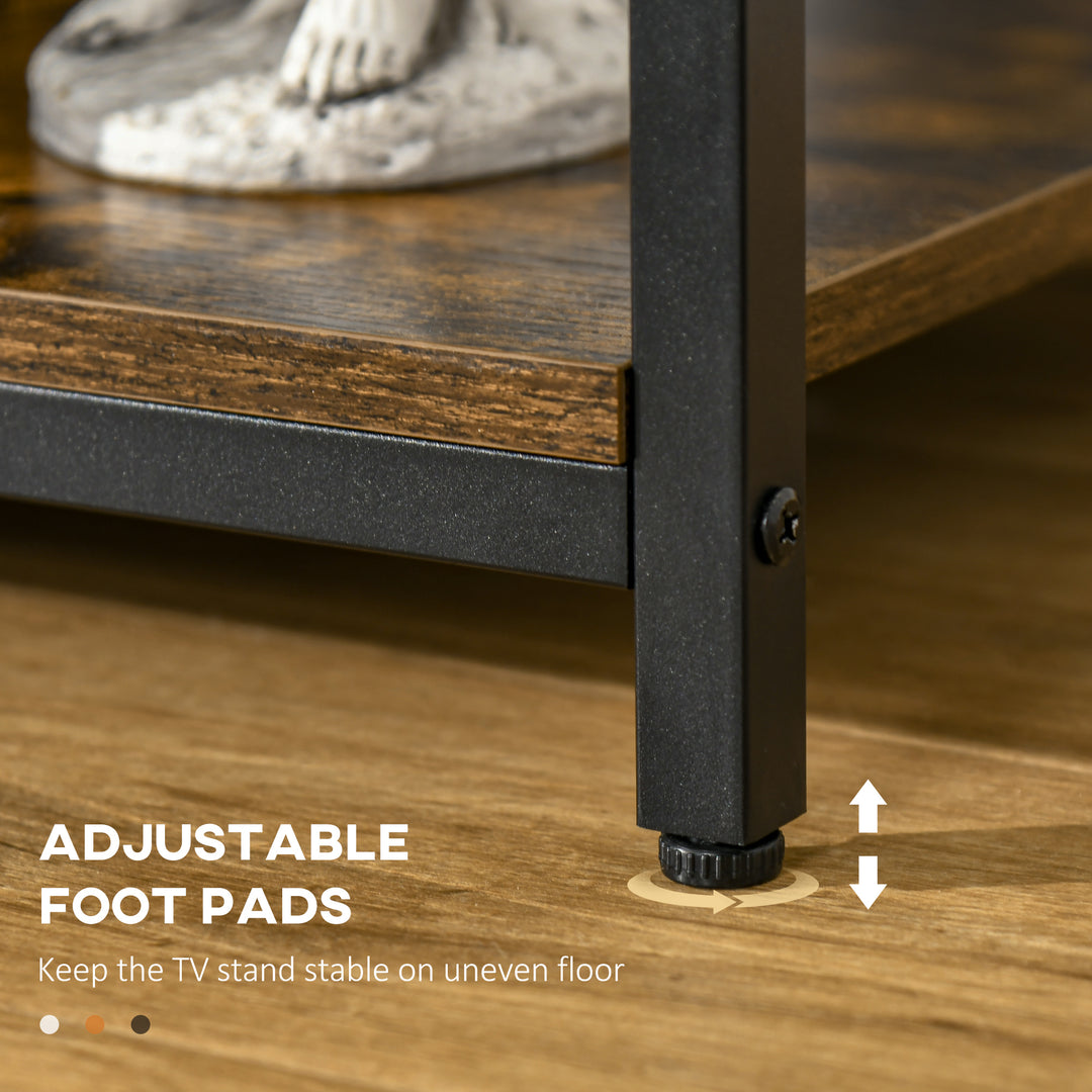 HOMCOM TV Stand for TVs Up to 55 Inches, TV Console with Open Storage Shelves, Entertainment Center for Living Room, Rustic Brown