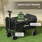 Outsunny Collapsible Folding Garden Cart, Heavy Duty Lawn Wagon with Universal Wheels and Adjustable Handle, Black