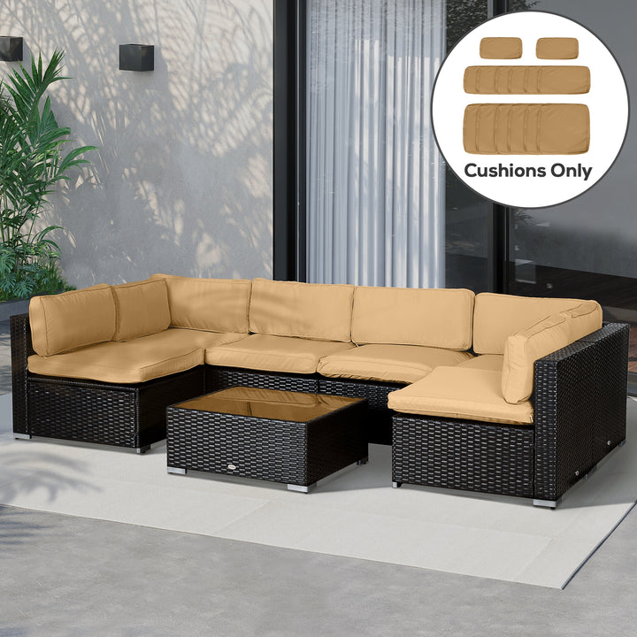 Outsunny Outdoor 14pc Patio Rattan Sofa Set Cushion Polyester Cover Replacement Set - No Cushion Included, Cream White