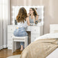 HOMCOM Makeup Vanity Table, Dressing Table with Mirror and Lights, Modern Makeup Table with 7 Drawers and 10 LED Lights, White