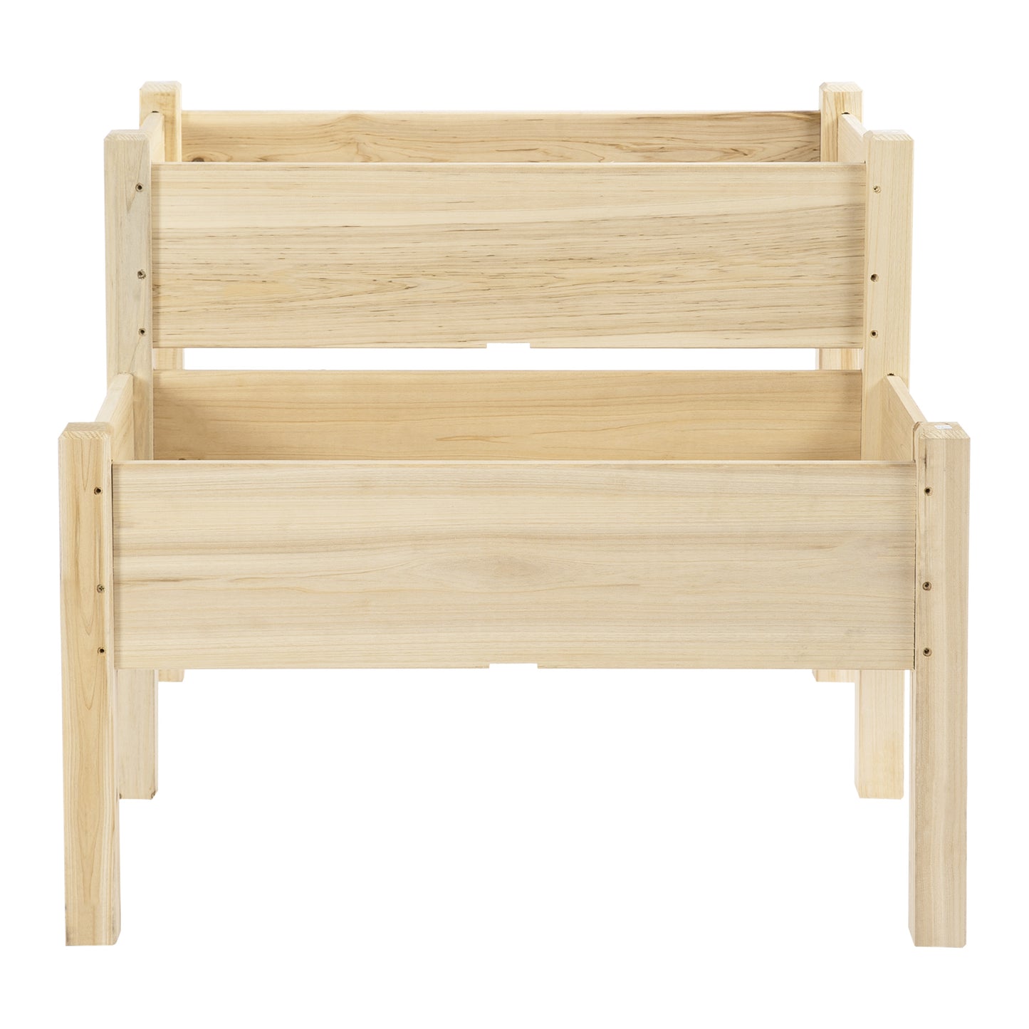 Outsunny 34"x34"x28" 2-Tier Raised Garden Bed Wooden Planter Box for Backyard, Patio to Grow Vegetables, Herbs, and Flowers
