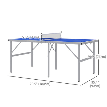 Soozier Portable Ping Pong Table Set, Table Tennis Table w/ Net, 2 Paddles, 3 Balls for Outdoor and Indoor, Easy Assembly, Blue