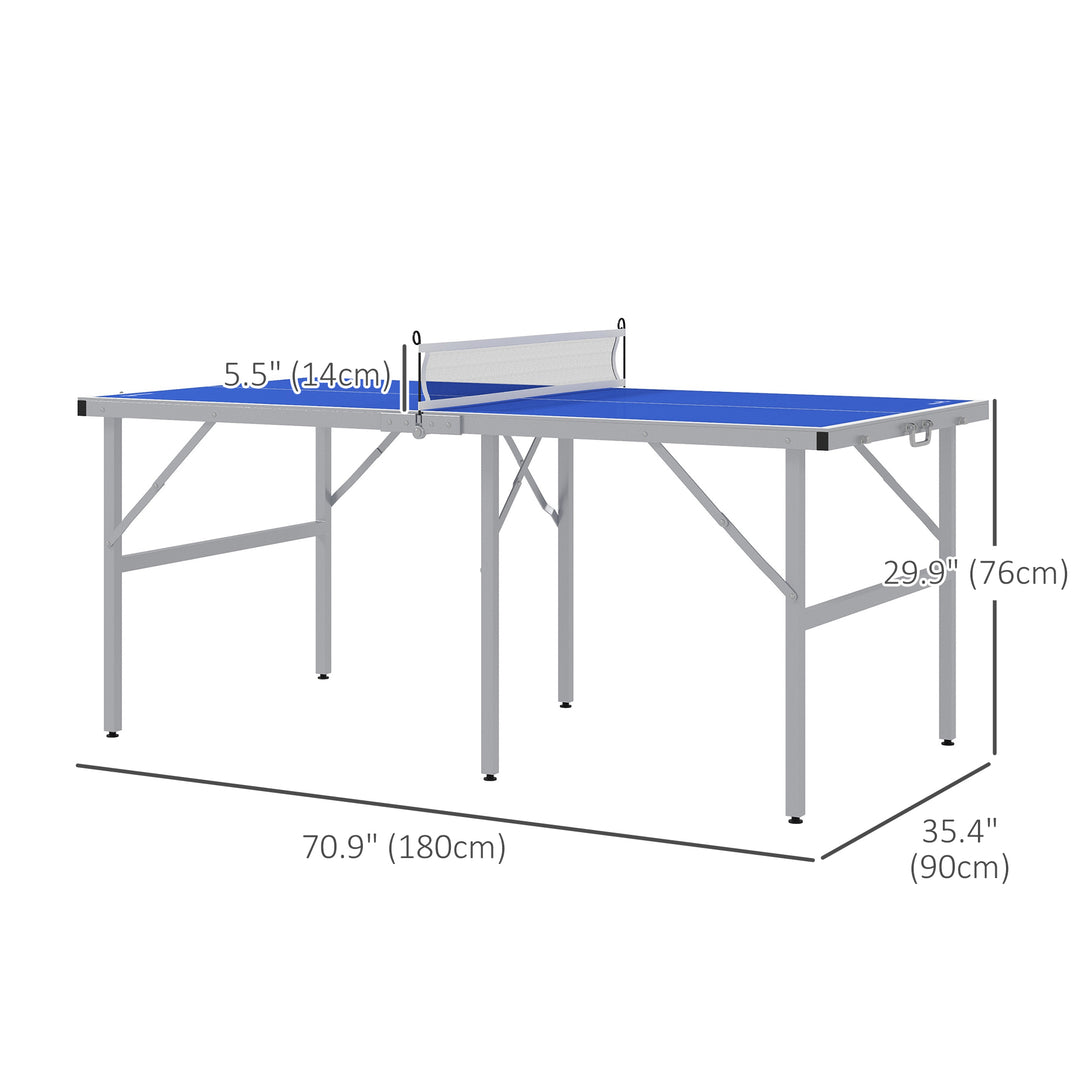 Soozier Portable Ping Pong Table Set, Table Tennis Table w/ Net, 2 Paddles, 3 Balls for Outdoor and Indoor, Easy Assembly, Blue