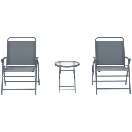Outsunny 3 Pieces Outdoor Bistro Set, Folding Patio Table and Chairs with Tempered Glass Tabletop for Garden, Deck & Backyard