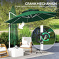 Outsunny 10 FT Cantilever Patio Umbrella with 360Â° Rotation & Adjustable Height, Cross Base, Crank and Tilt, Dark Green