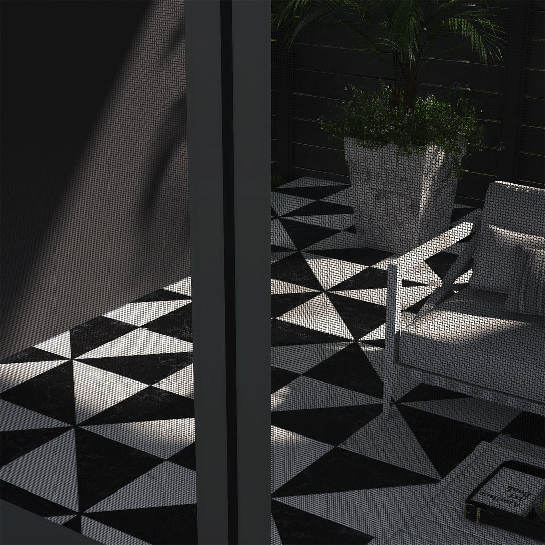 Outsunny 10' x 13' Wall Pergola, Outdoor Gazebo with 2 Curtains and 2 Nettings, UV Resistant, for Patio, Deck, Dark Grey