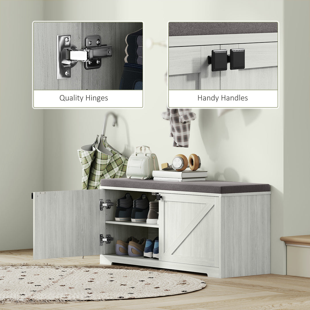 HOMCOM Shoe Storage Bench with Padded Seat, Entryway Bench Holds up to 352 lb, Shoe Organizer, 8 Pairs, Light Grey