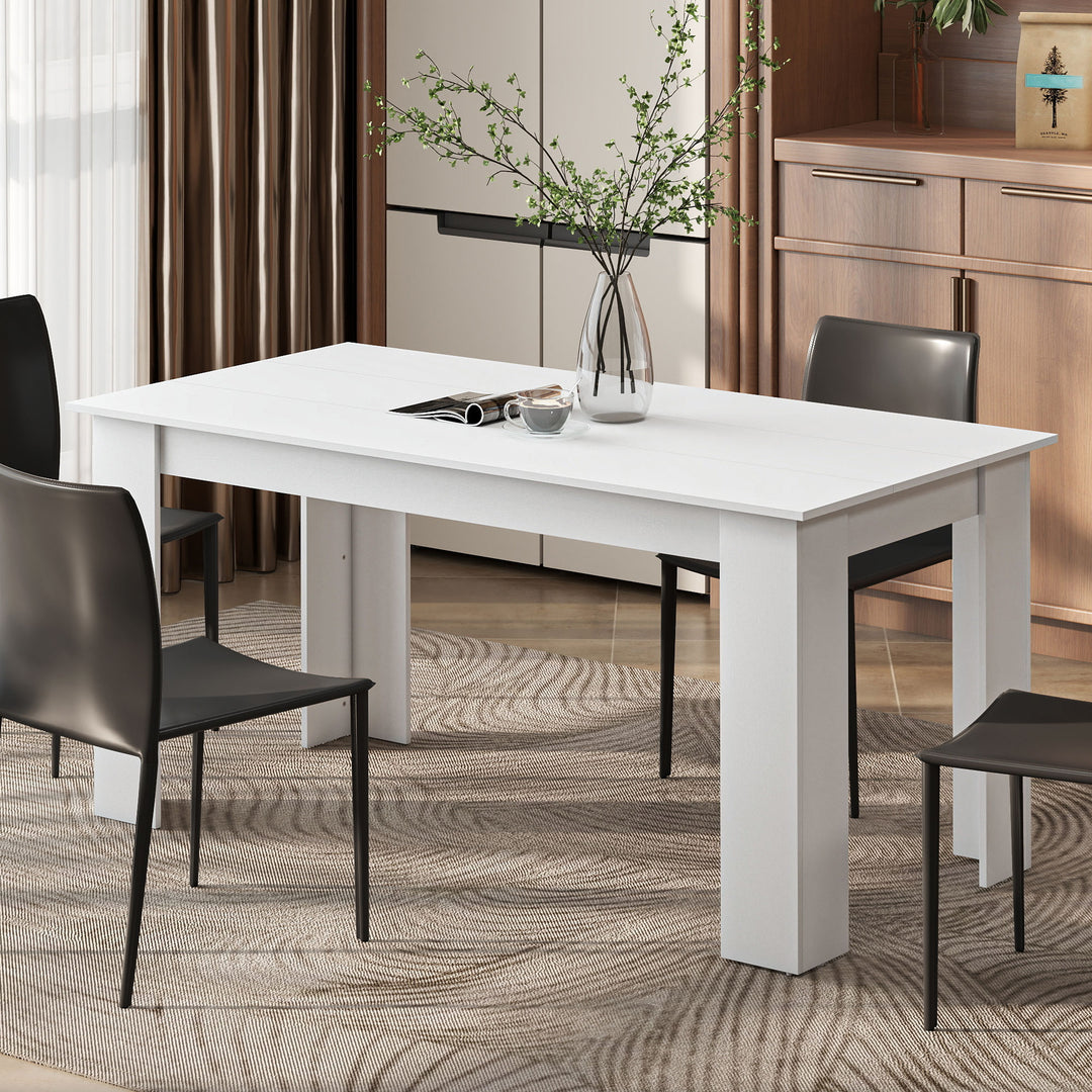 HOMCOM 63" Kitchen Table for 4-6 People, Dining Table with Wood Effect for Dining Room, Grey