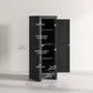 HOMCOM Kitchen Pantry Storage Cabinet with Adjustable Shelves, Small Storage Cabinet with Door and Shelves, Black