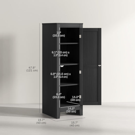 HOMCOM Kitchen Pantry Storage Cabinet with Adjustable Shelves, Small Storage Cabinet with Door and Shelves, Black