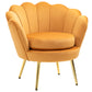 HOMCOM Modern Accent Chair, Velvet-Touch Fabric Leisure Club Chair with Gold Metal Legs for Bedroom, Blue
