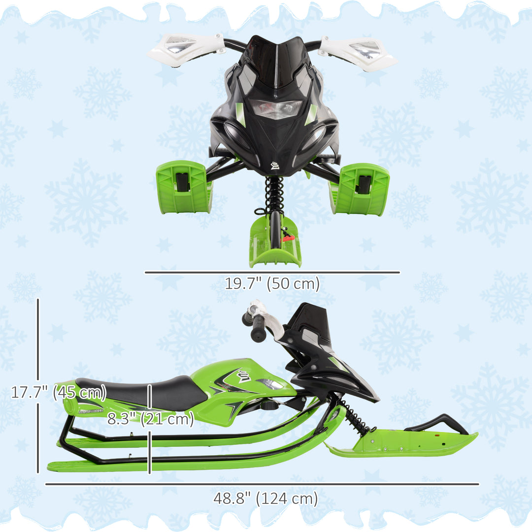 Soozier Snow Racer Sleds for Kids with Padded Rubber Seat, Snow Motor with Wind Shield Handle and Anti-slip Pedal, Winter Gift for Boys and Girls