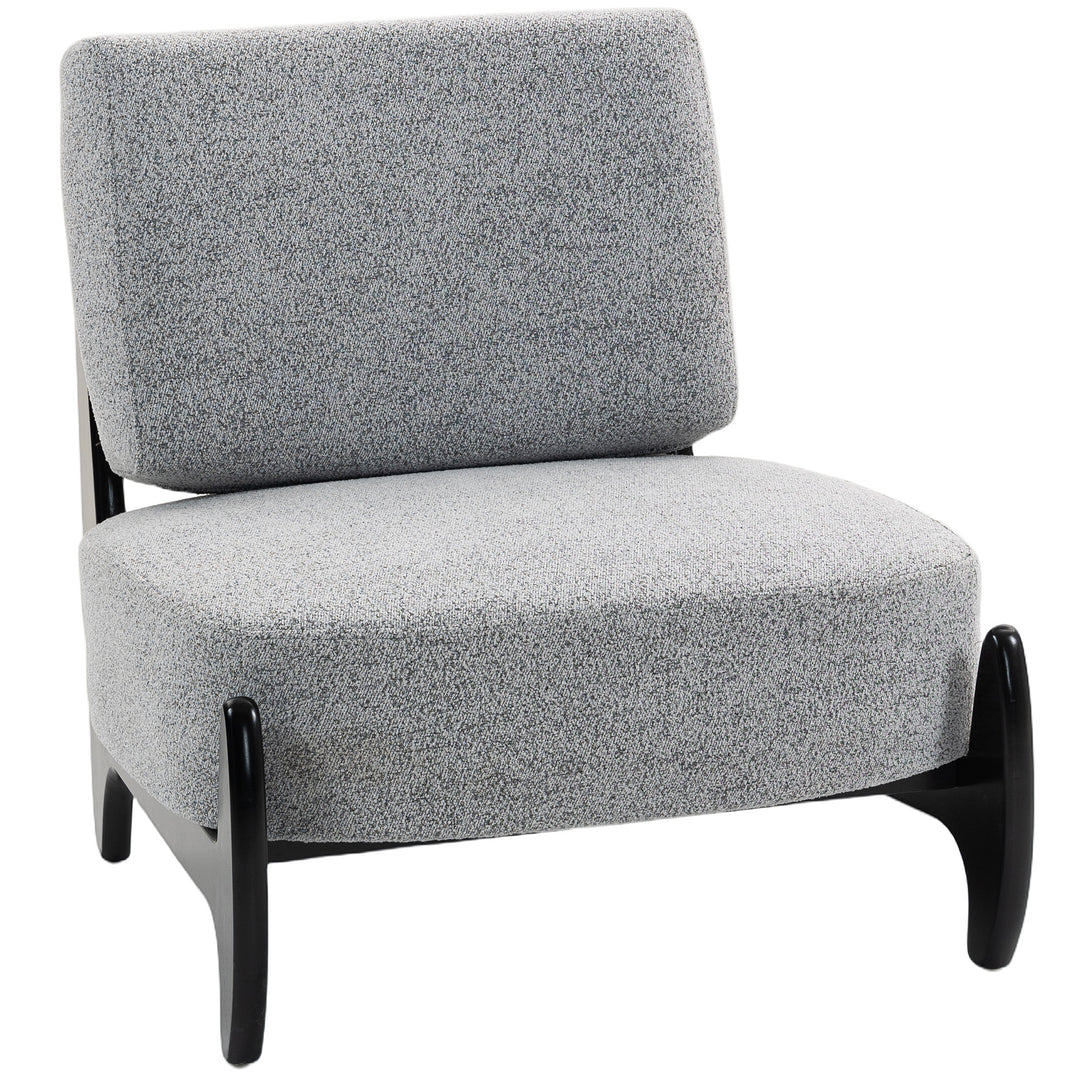 HOMCOM Accent Chair with Rubber Wood Frame, Wide Seat, Modern Chenille Bedroom Chair with Thick Cushion, Grey
