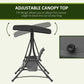 Outsunny 3 Person Porch Swing Outdoor Swing Chair with High Back Design, Side Pouches and Adjustable Canopy, Dark Grey