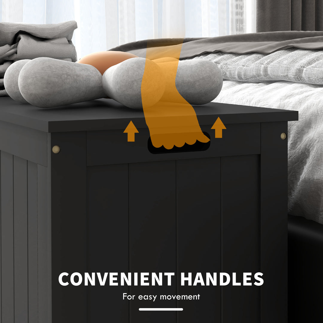HOMCOM Storage Trunk with 2 Safety Hinges, Modern Entryway Bench with Side Handles, Storage Chest for Living Room, Black