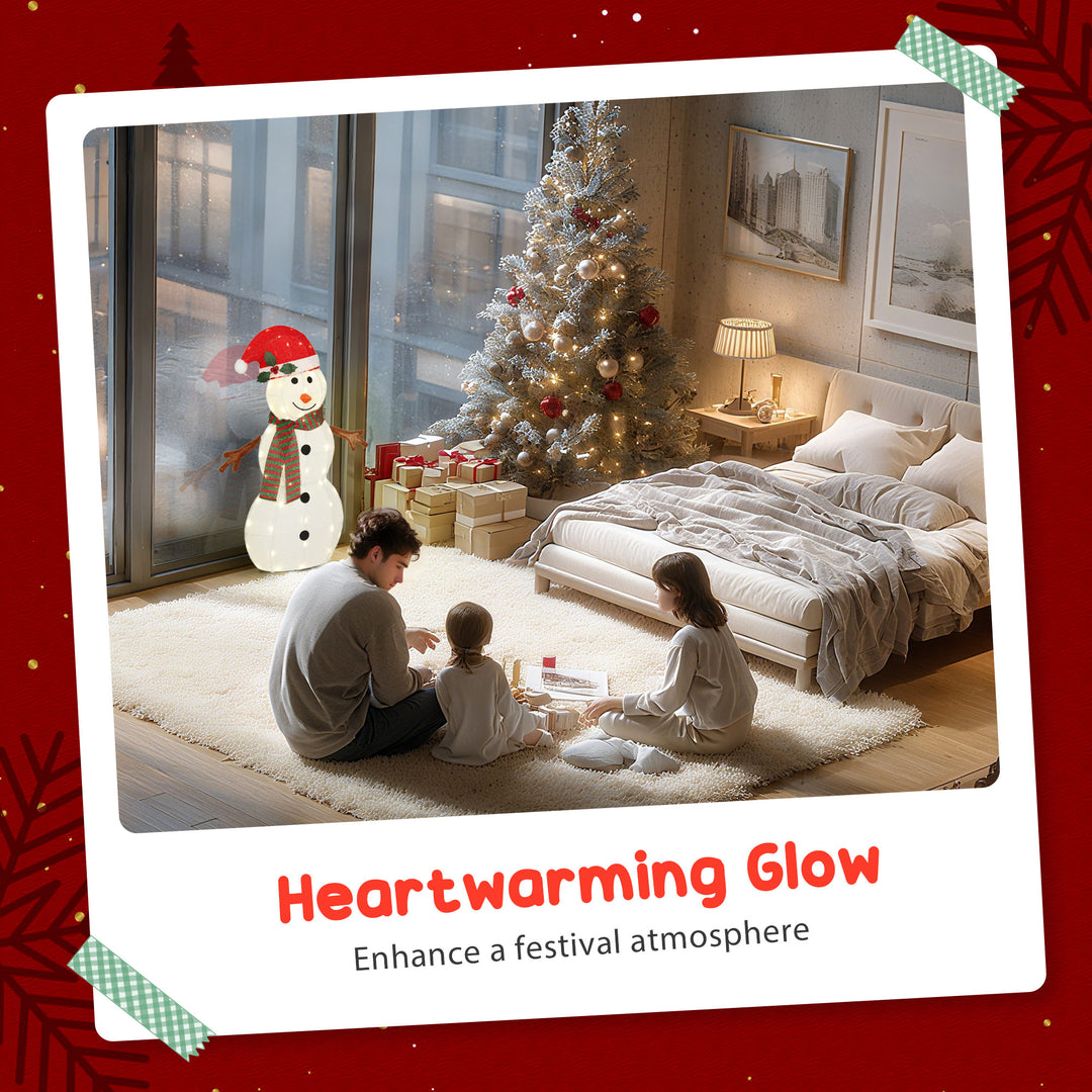 Outsunny Lighted Christmas Decoration, Outdoor Christmas Snowman with LED Lights, Stakes, Zip Ties, IP44 Waterproof