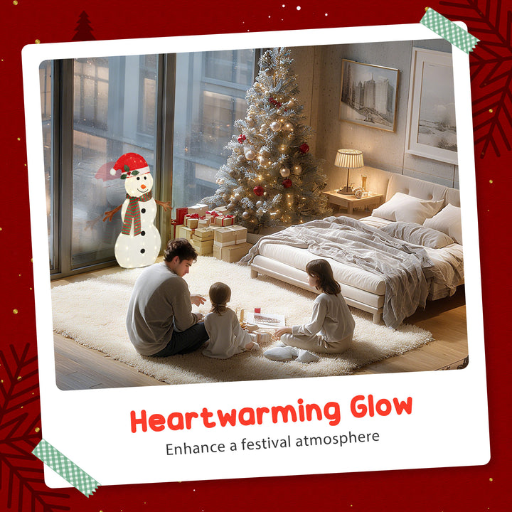Outsunny Lighted Christmas Decoration, Outdoor Christmas Snowman with LED Lights, Stakes, Zip Ties, IP44 Waterproof
